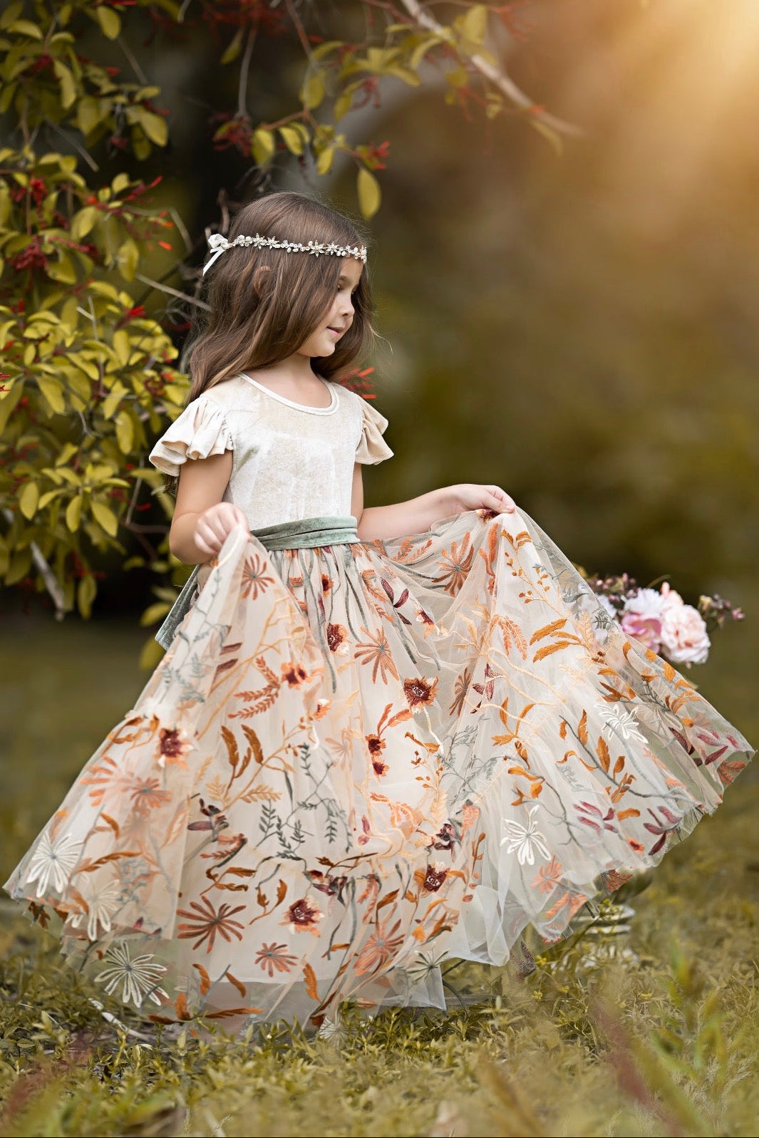 flower girl dresses for fall Burnt Orange Flower Girl Dress for Autumn Weddings and Rustic Celebrations