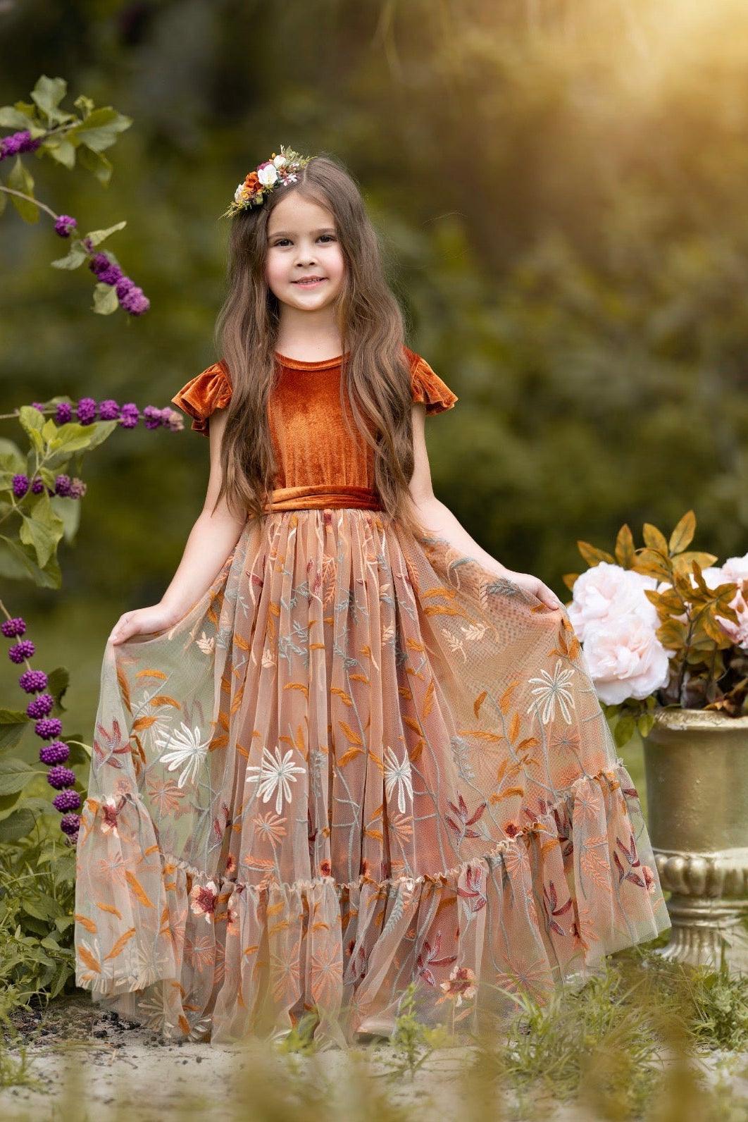 bohemian style flower girl dresses Virelle Velvet Dress – Burnt Orange New Kathana - Hand creating a charming Size:33XL business women suit