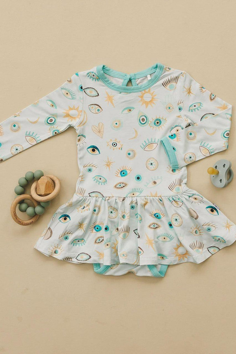 Blue Evil Eye Bamboo Romper Dress