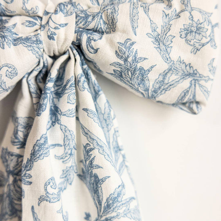 Blue Toile Fabric Bow