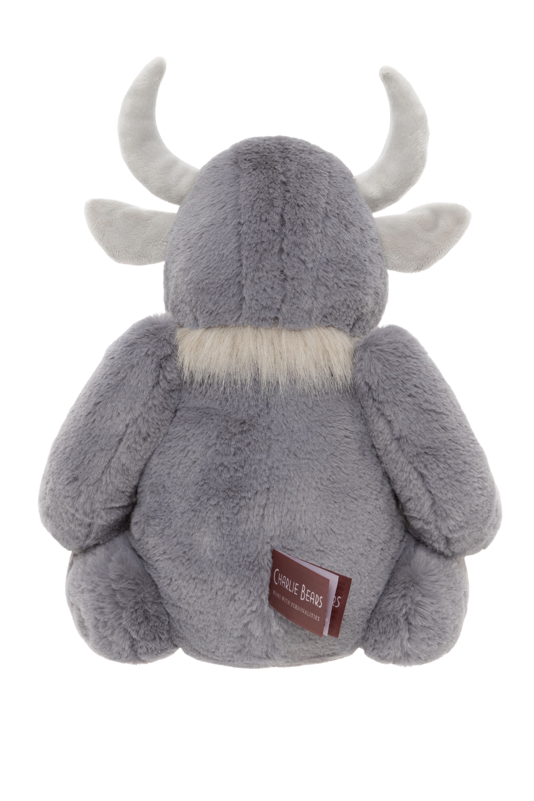 Cobblestone grey plush monster teddy back view with Charlie Bears tag
