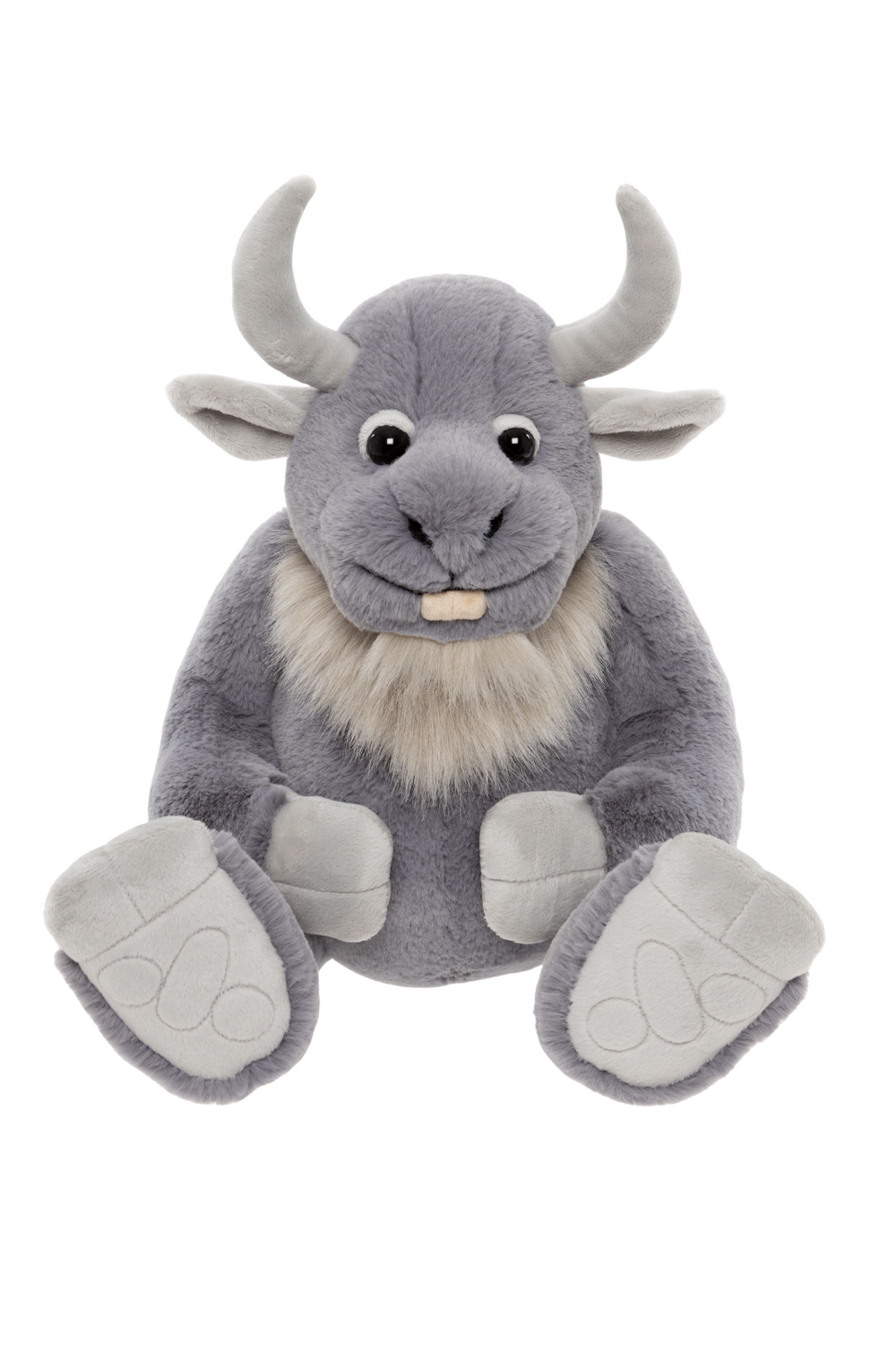 Cobblestone grey plush giant teddy front view on white background Charlie Bears