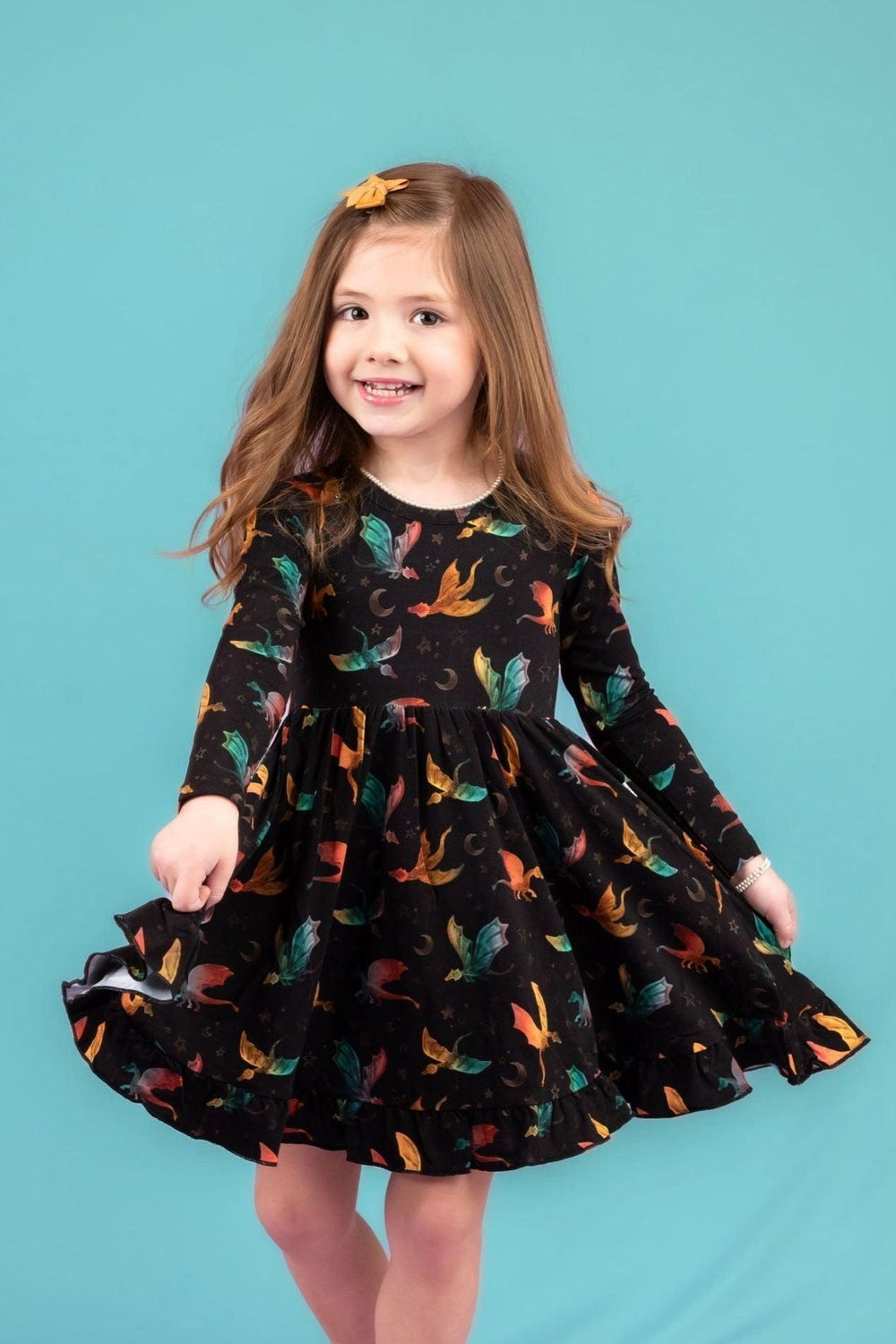 Dreamy Dragons Bamboo Twirl Dress For Girls