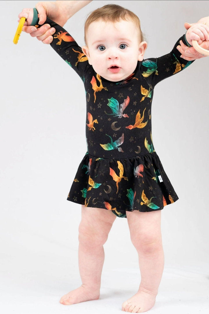 Dreamy Dragons - Skirted Bamboo Bodysuit Dress