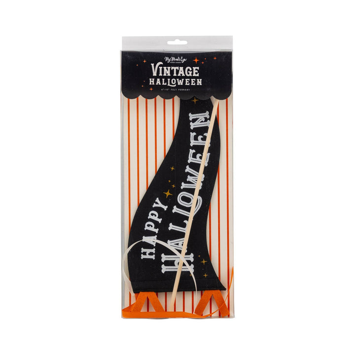 My Mind’s Eye Happy Halloween felt pennant retail packaging featuring black orange and cream Halloween design