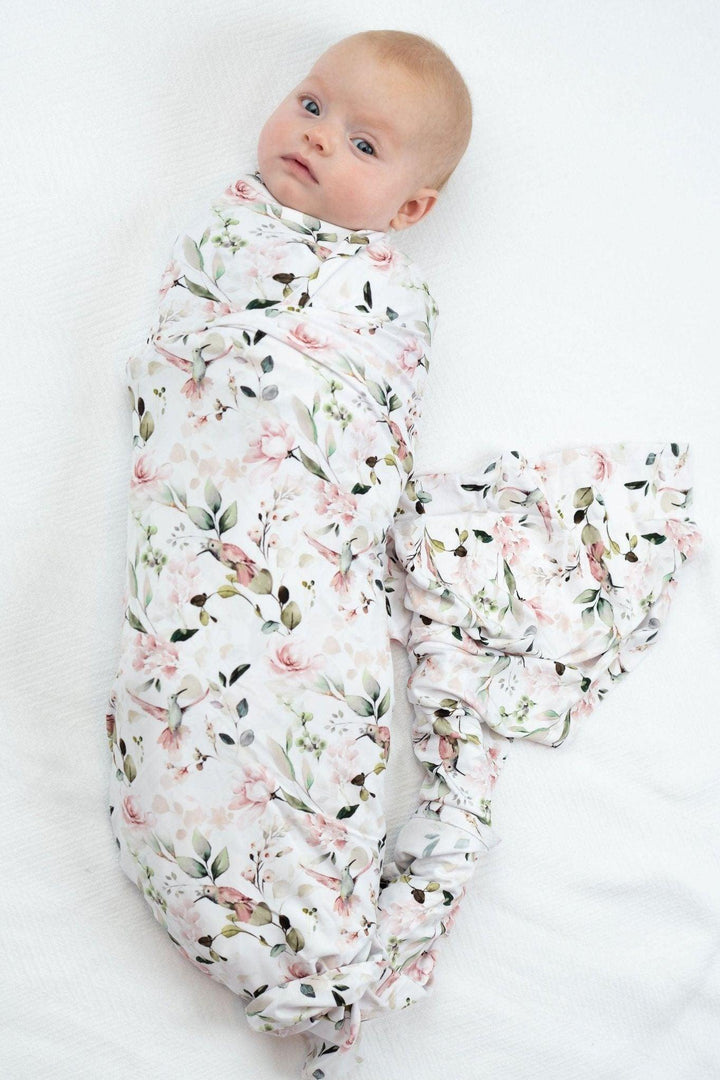 Newborn Swaddle Blanket- Hummingbird Print