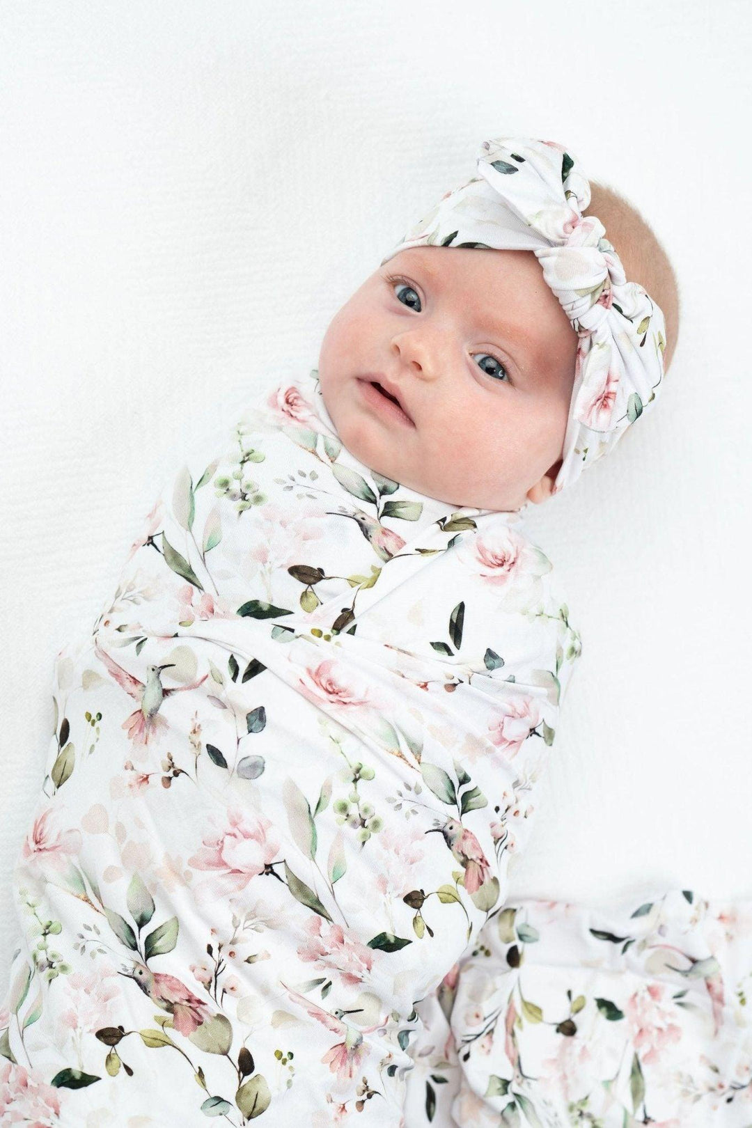 Newborn Swaddle Blanket- Hummingbird Print