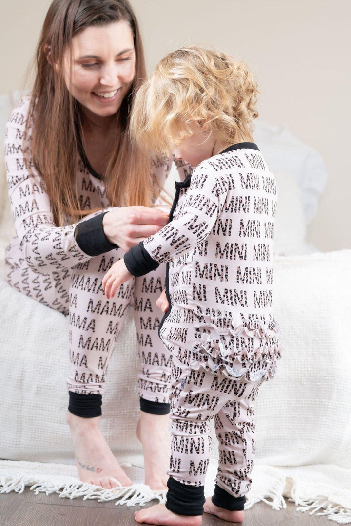 Leopard Print Mommy & Me Bamboo Zip-Up Baby Pajamas