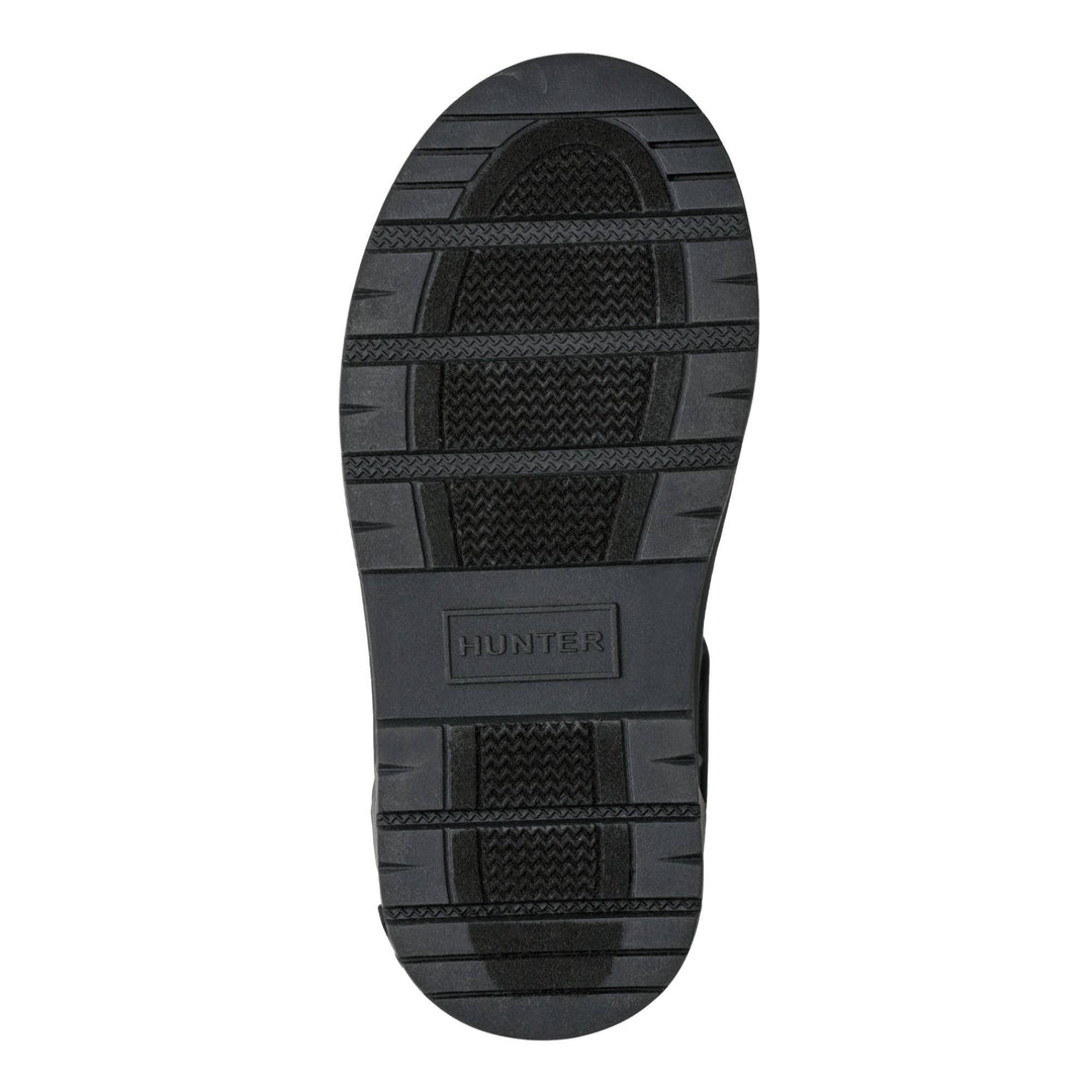 Close-up of a Hunter boot sole on a white background