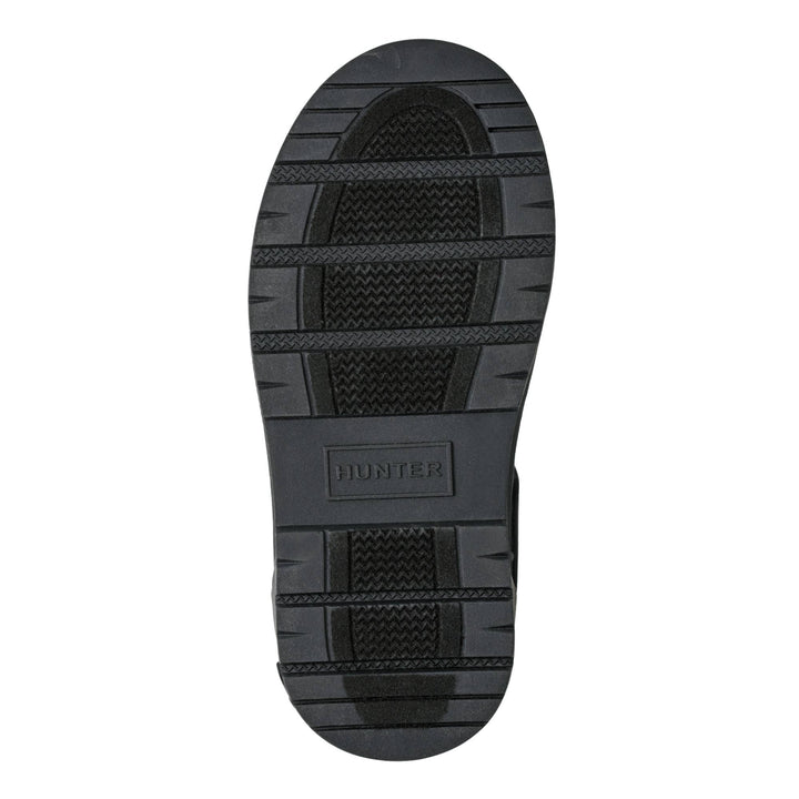 Close-up of a Hunter boot sole on a white background