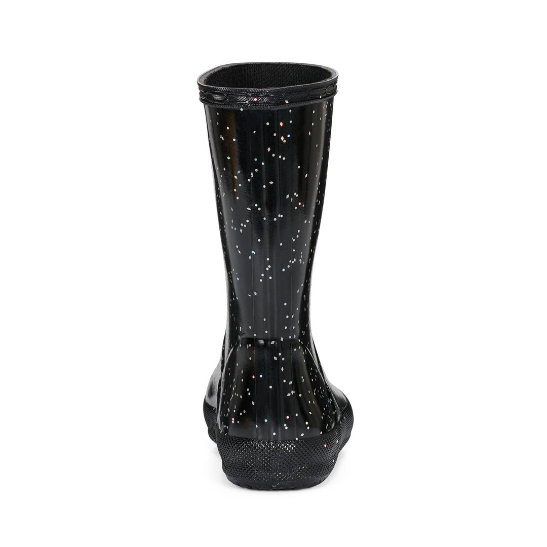 Hunter Kids First Giant Glitter black waterproof rain boots with signature logo detail