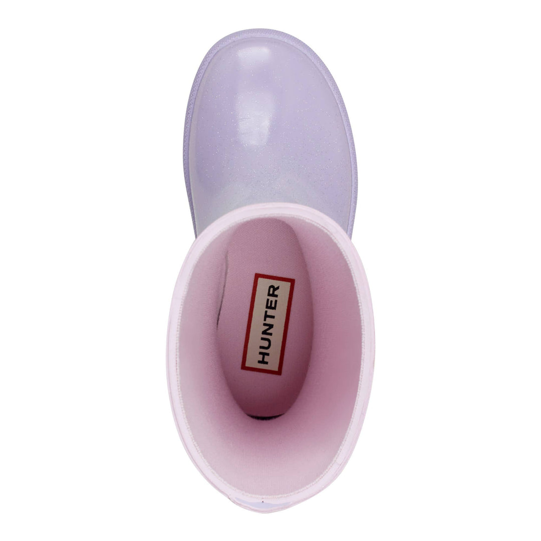 Hunter Kids First Starcloud ombre rain boot top view showing textile lining