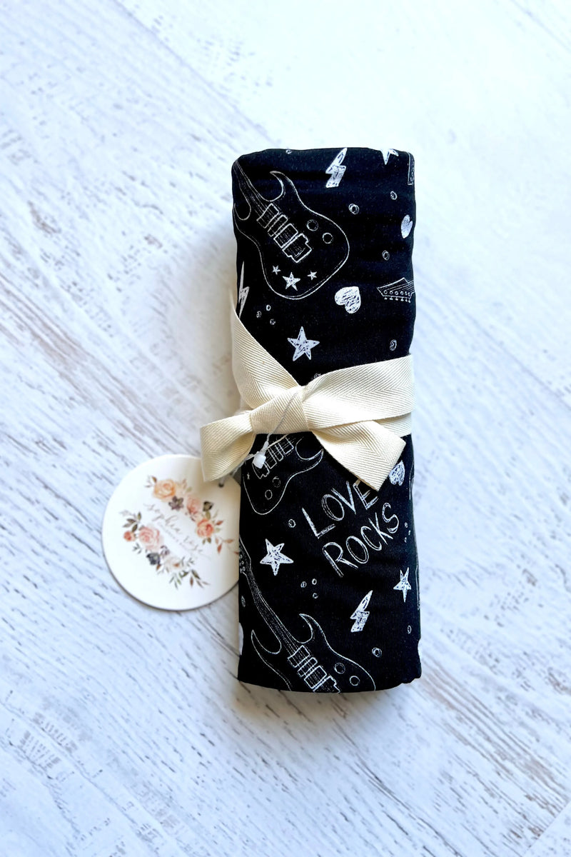 Love Rocks Newborn Bamboo Swaddle Blanket