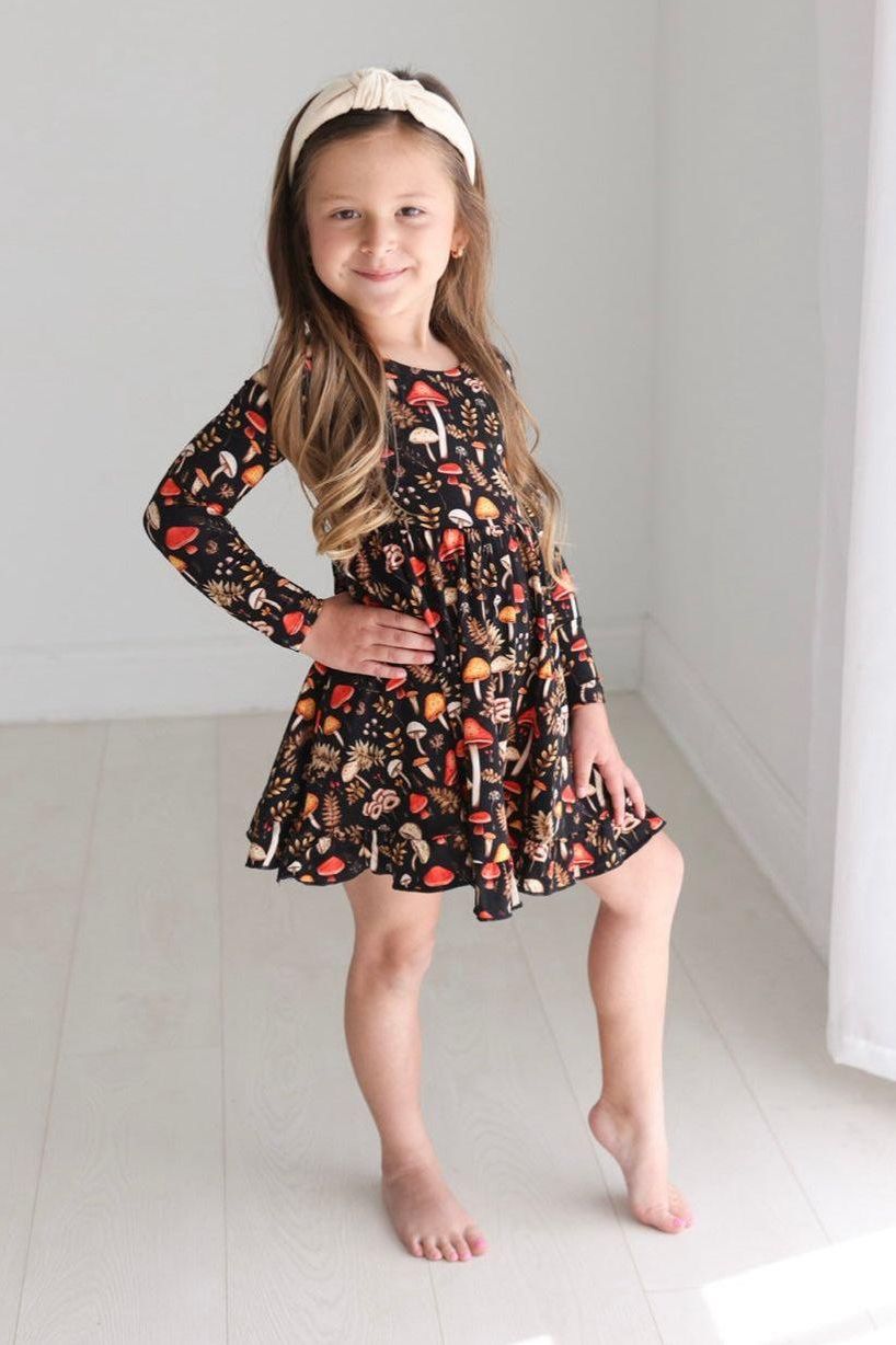 Mushroom Print Bamboo Twirl Dress