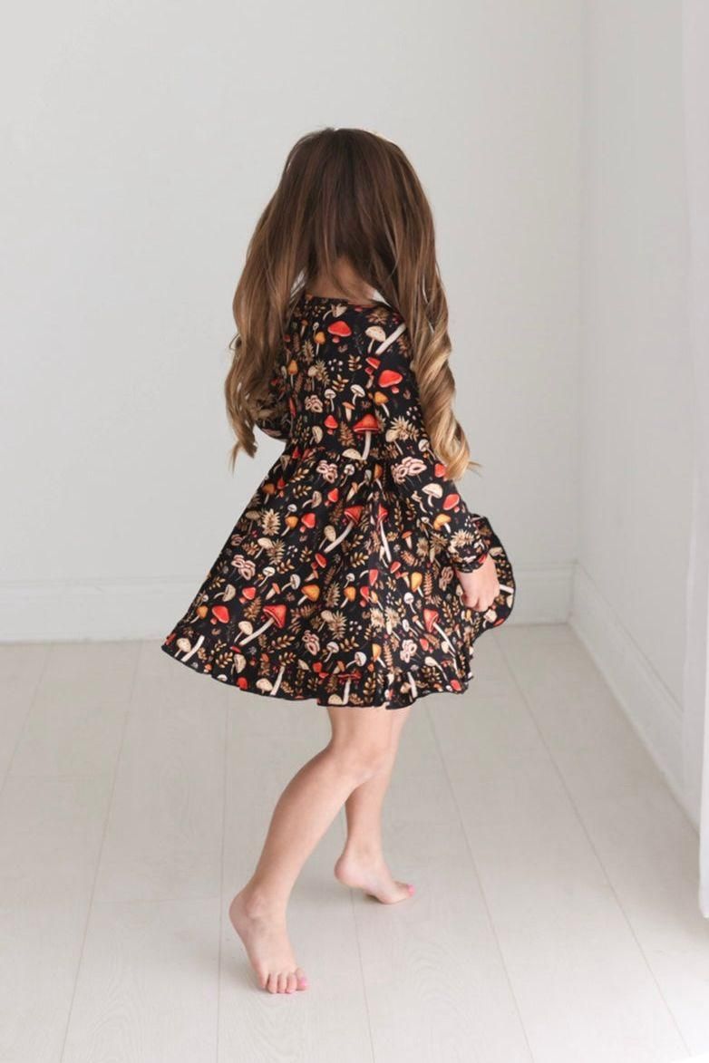 Mushroom Print Bamboo Twirl Dress