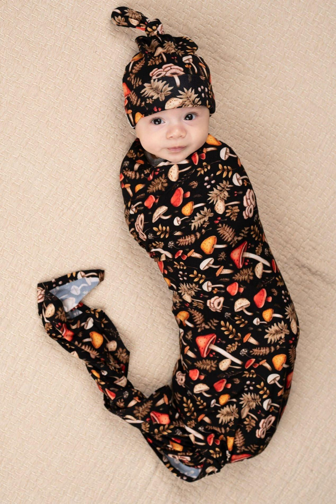 Mushroom Print Bamboo Swaddle Blanket