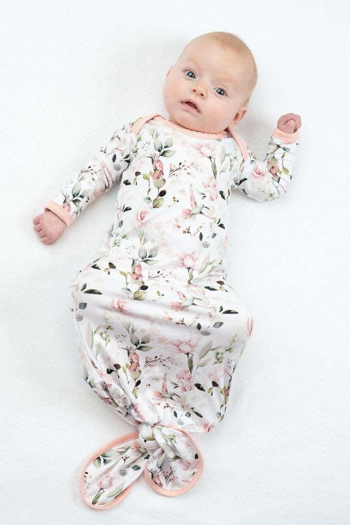 Hummingbird Print Newborn Knotted Gown