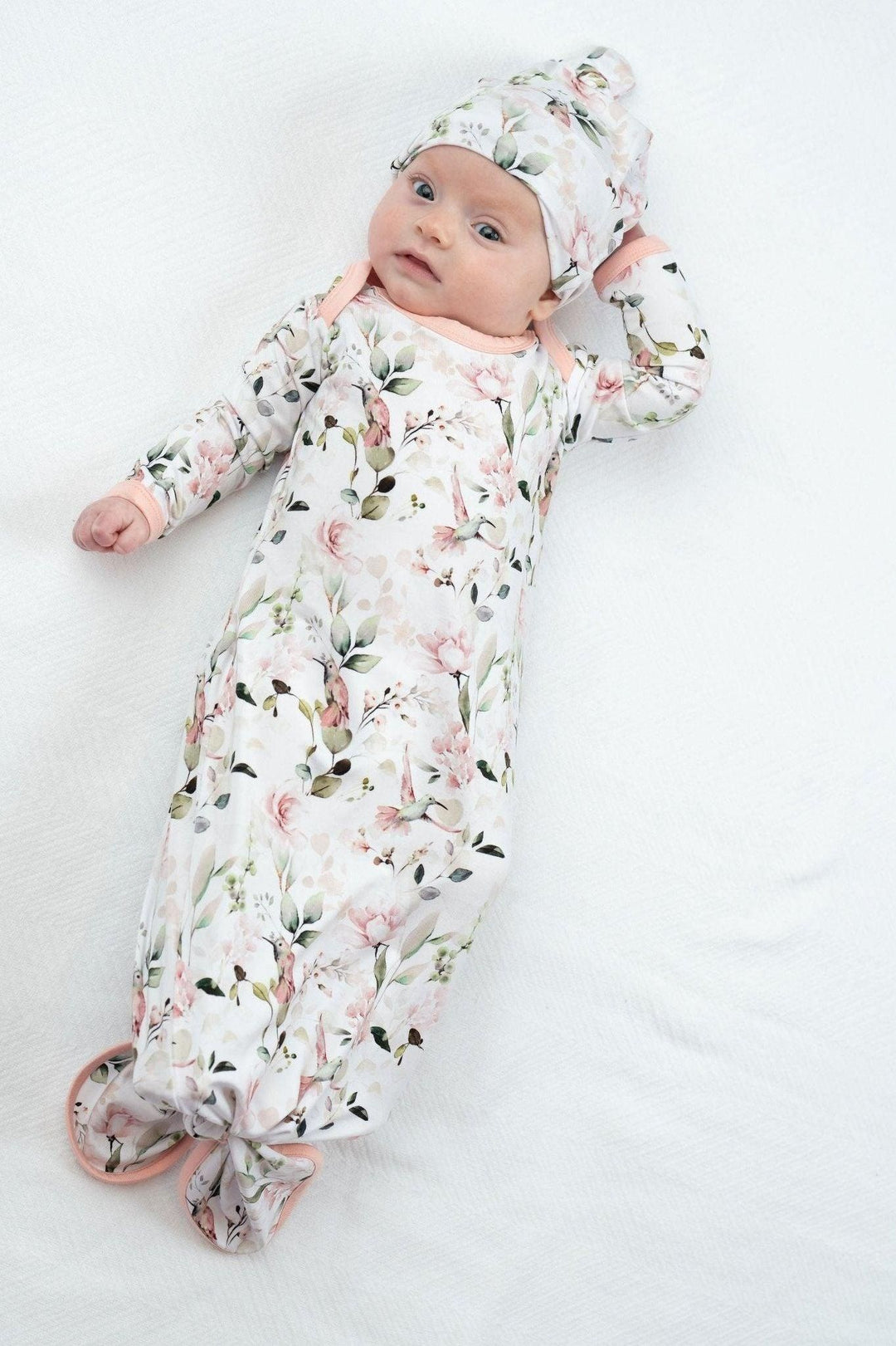 Hummingbird Print Newborn Knotted Gown