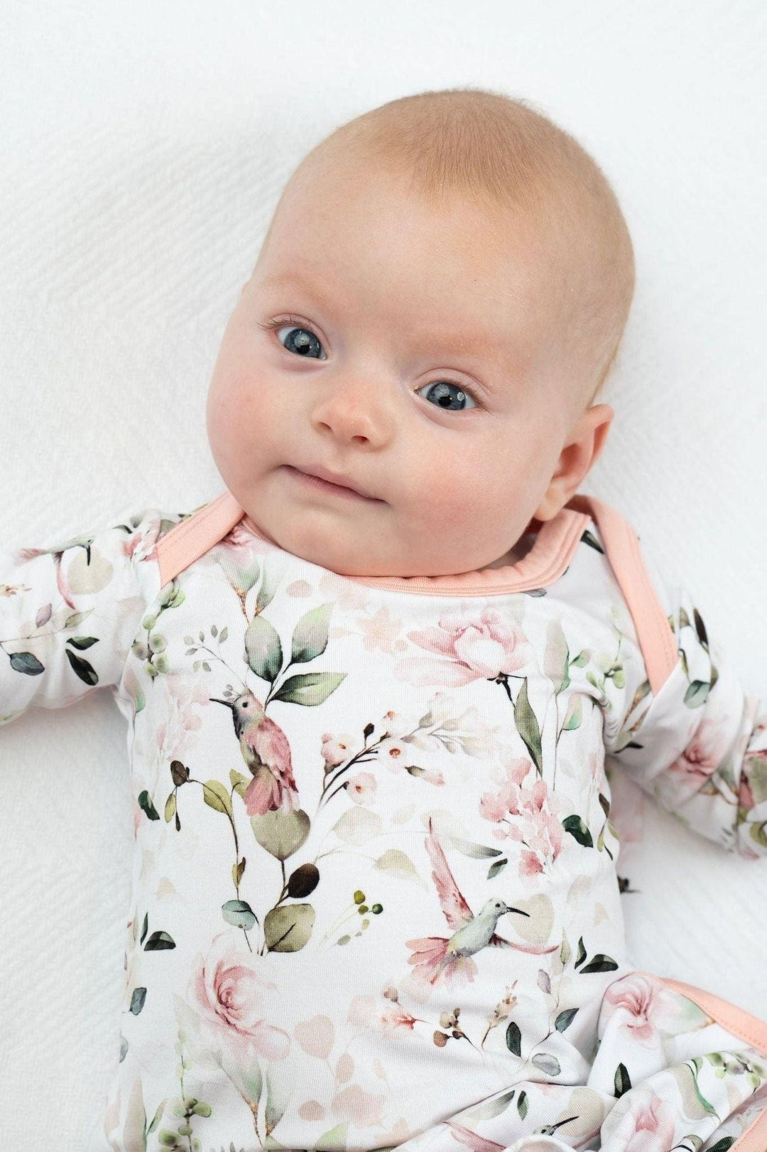 Hummingbird Print Newborn Knotted Gown