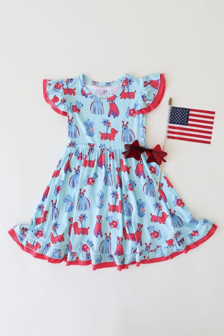 Patriotic Pups Bamboo Girls Twirl Dress