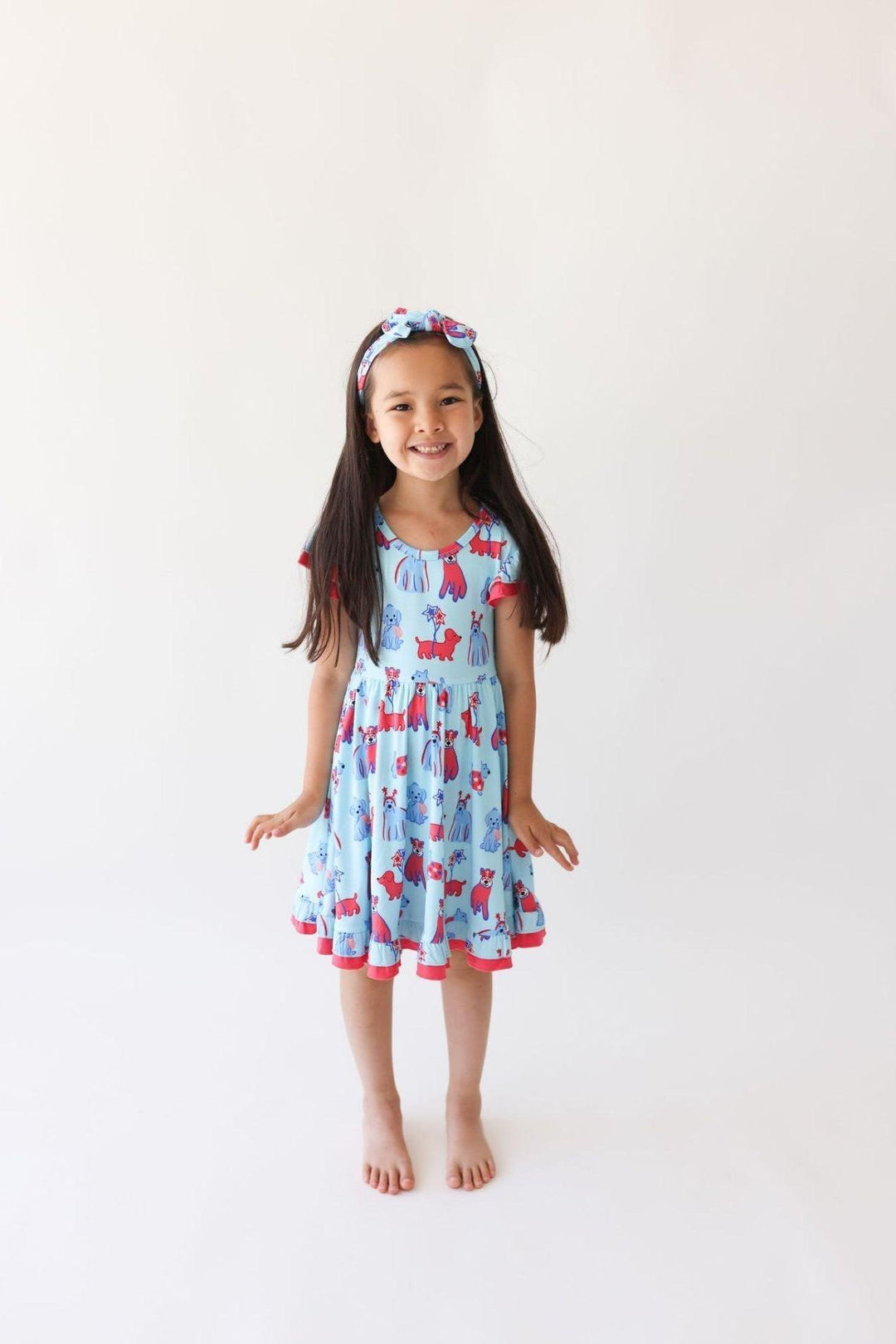 Patriotic Pups Bamboo Girls Twirl Dress