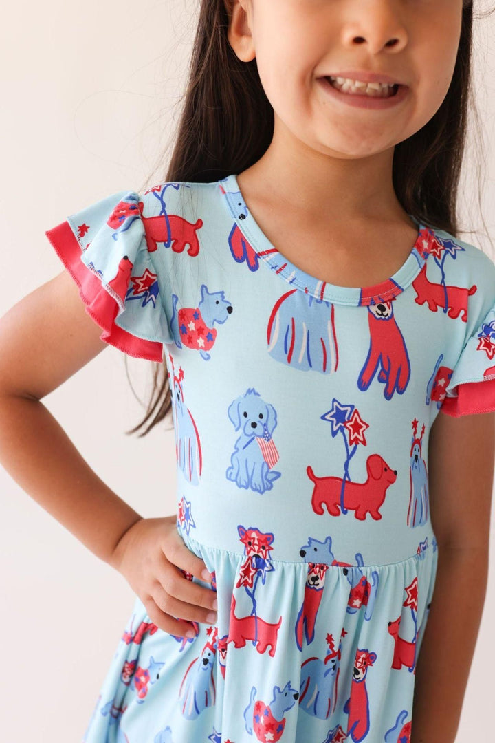 Patriotic Pups Bamboo Girls Twirl Dress