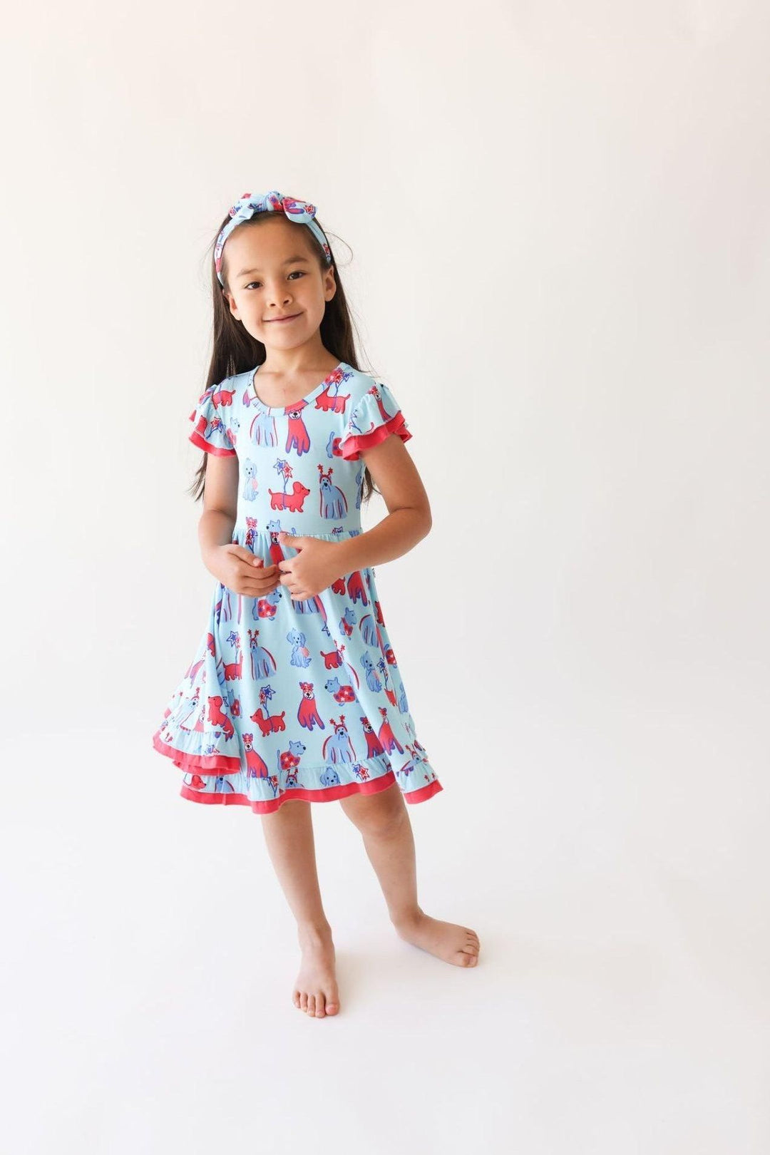 Patriotic Pups Bamboo Girls Twirl Dress