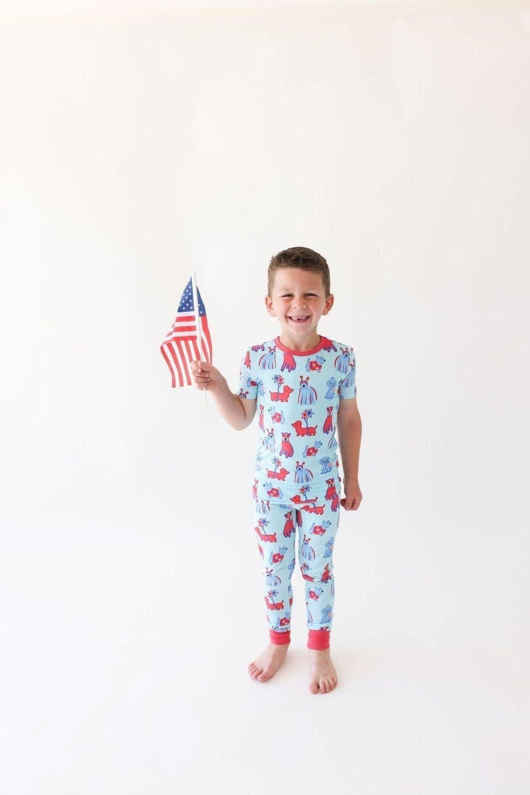 Patriotic Pups Bamboo Kids Pajamas Two-Piece 4th of July PJs