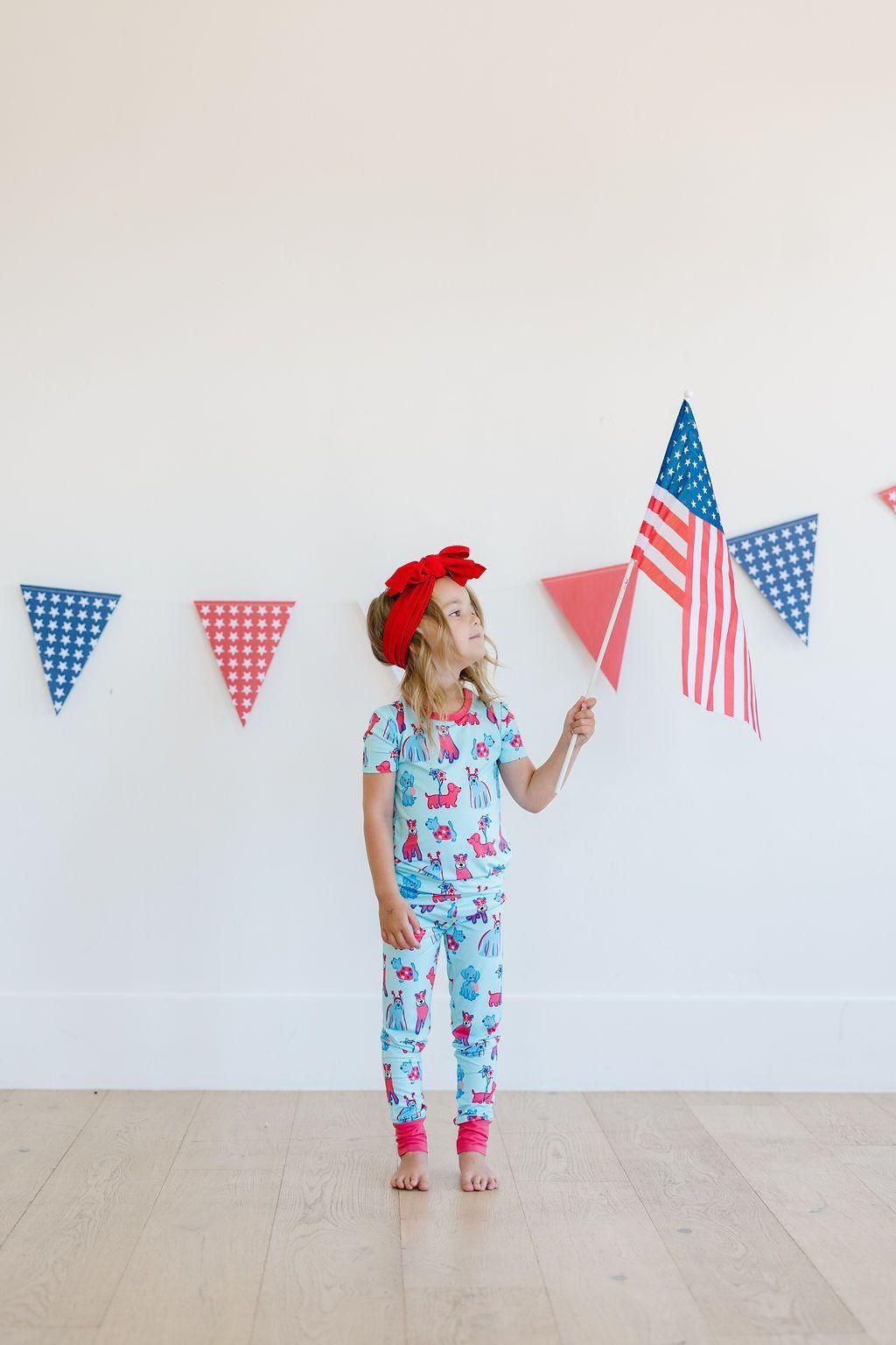 Patriotic Pups Bamboo Kids Pajamas - 2 Piece Set