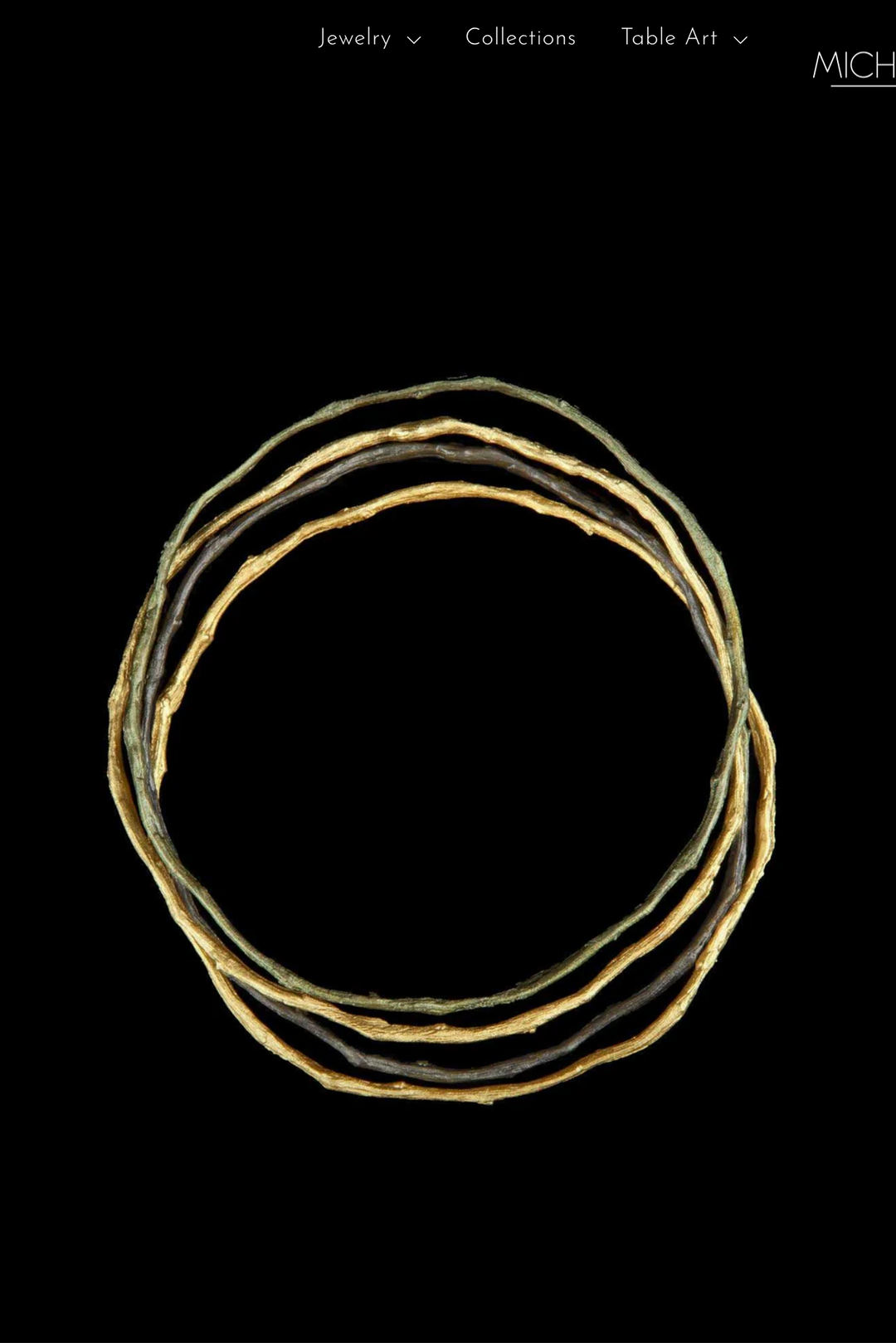Petite Driftwood Bracelet cast in bronze with 24kt gold plated driftwood branches and botanical artisan detailing