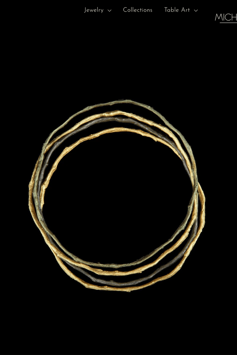 Petite Driftwood Bracelet cast in bronze with 24kt gold plated driftwood branches and botanical artisan detailing