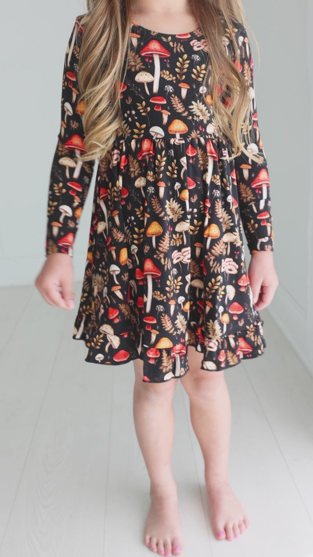 Mushroom Print Bamboo Twirl Dress