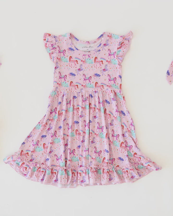 Magical Unicorns- Short Sleeve Twirl Dress