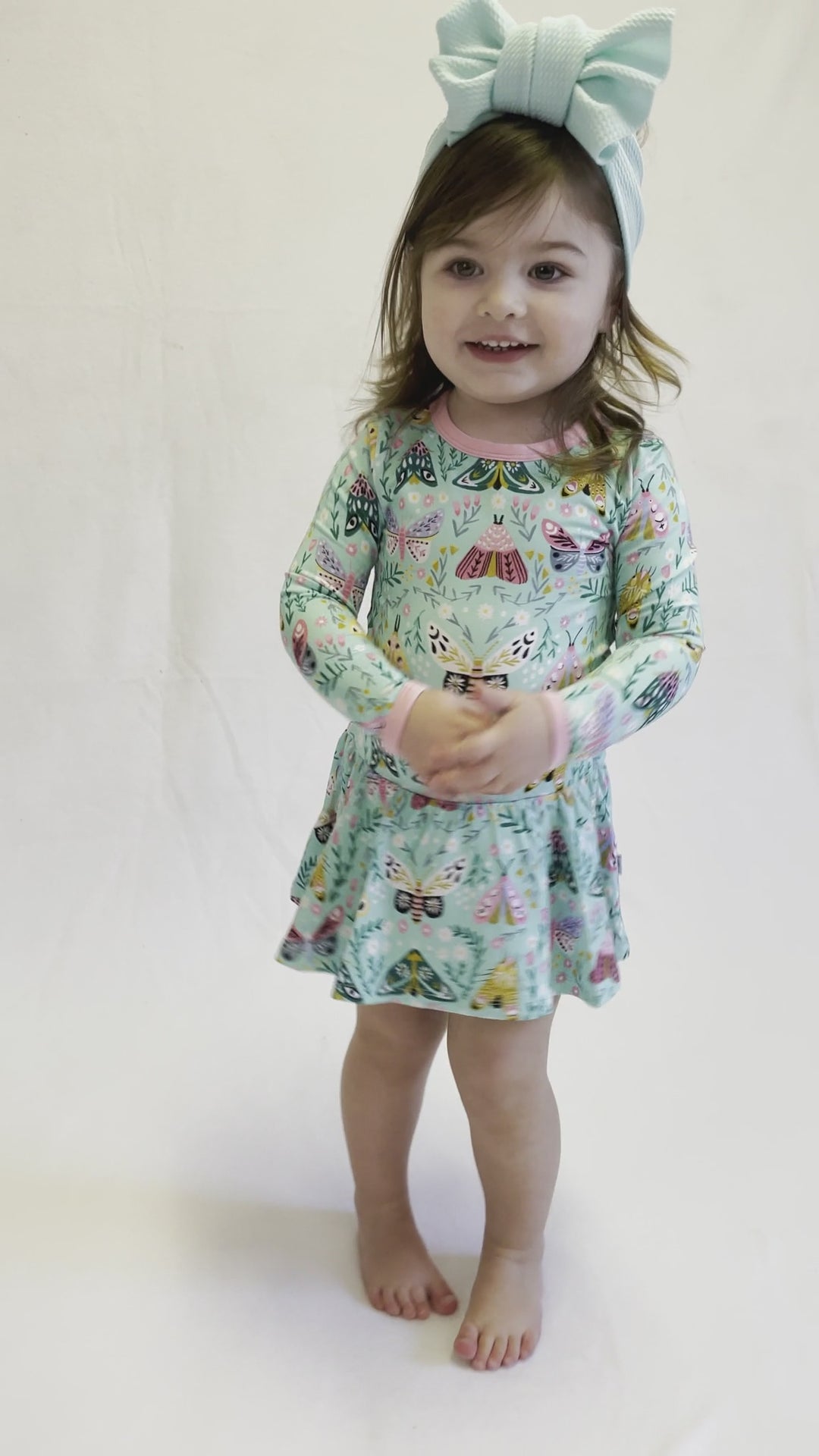 Moth Print Bamboo Ruffle Dress Bodysuit for Babies