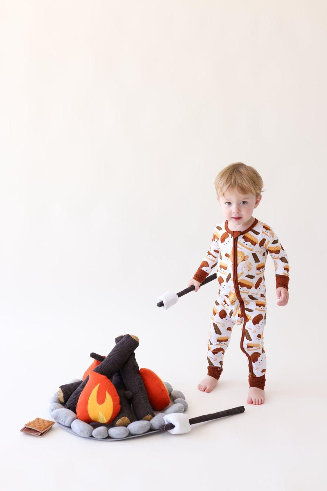 S'mores Print Bamboo Baby Zipper Pajamas - One Piece