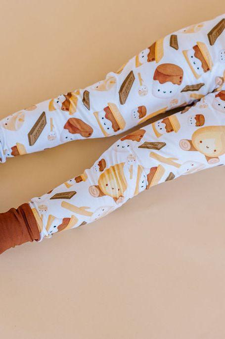 S'mores Print Bamboo Kids Pajama Set - Short Sleeve &amp; Pants