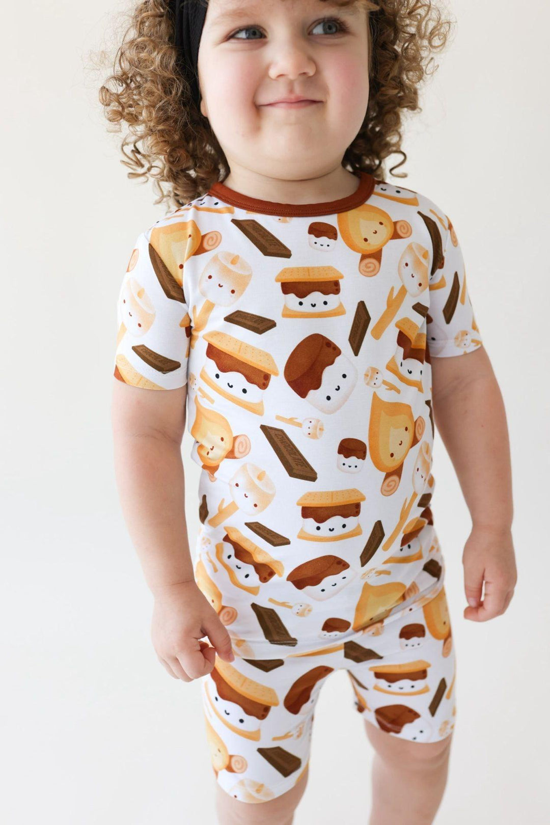 S'mores Print Bamboo Kids Pajama Shorts Set - Unisex