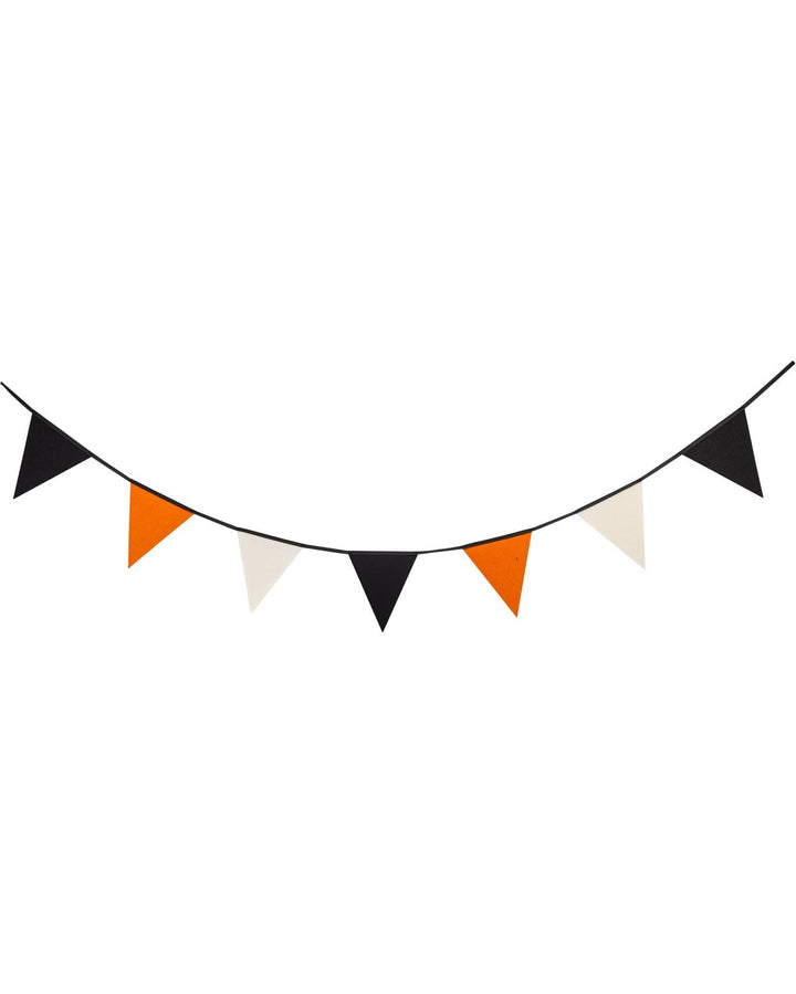 Black orange and cream Halloween felt pennant banner displayed on a white background