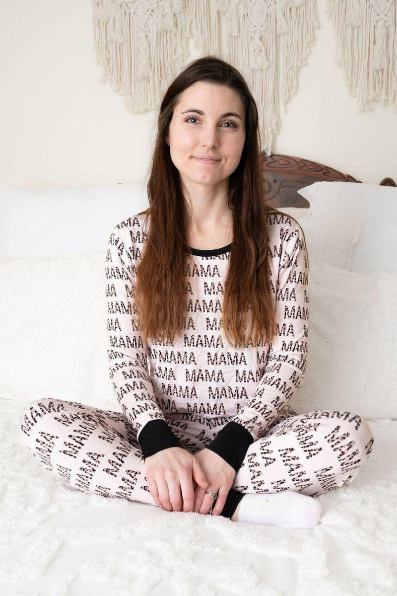 "Mama" Leopard Women's Bamboo Two-Piece Pajama Set