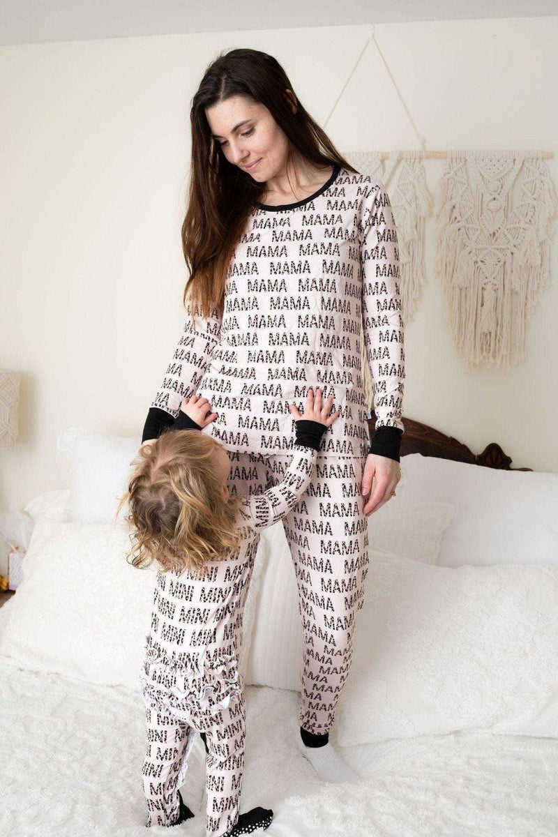 "Mama" Leopard Women's Bamboo Two-Piece Pajama Set