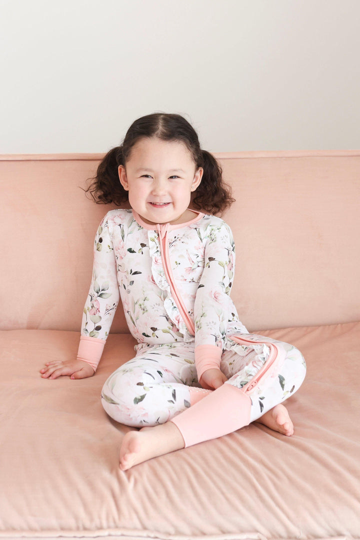 Zipper Bamboo Baby Pajamas - Watercolor Hummingbird Print Footie Zippies