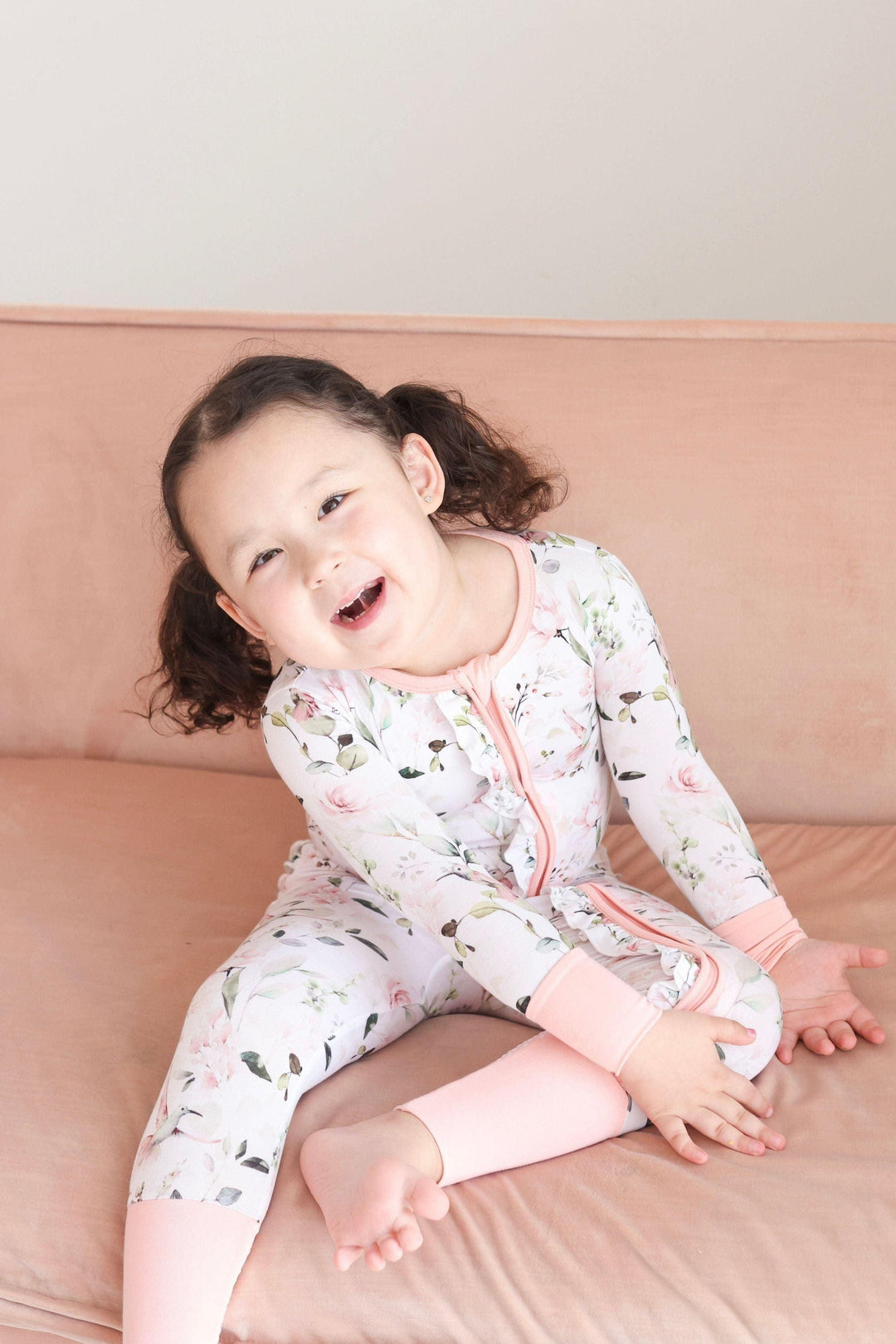 Zipper Bamboo Baby Pajamas - Watercolor Hummingbird Print Footie Zippies