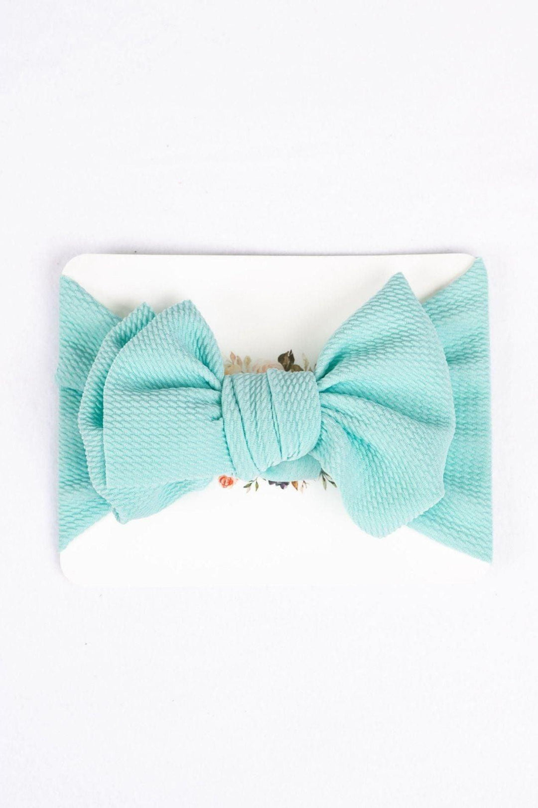 Aqua Blue Textured Bamboo Baby Headband Bow