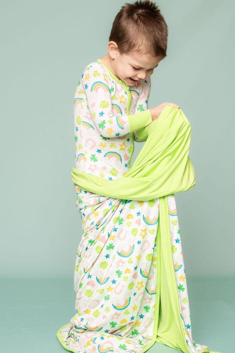 Shamrocks & Rainbows Double-Sided Bamboo Blanket