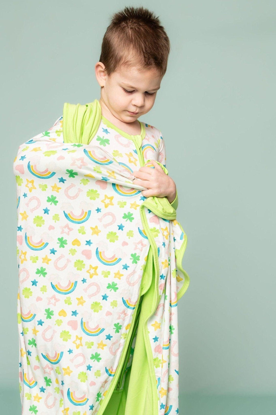 Shamrocks & Rainbows Double-Sided Bamboo Blanket