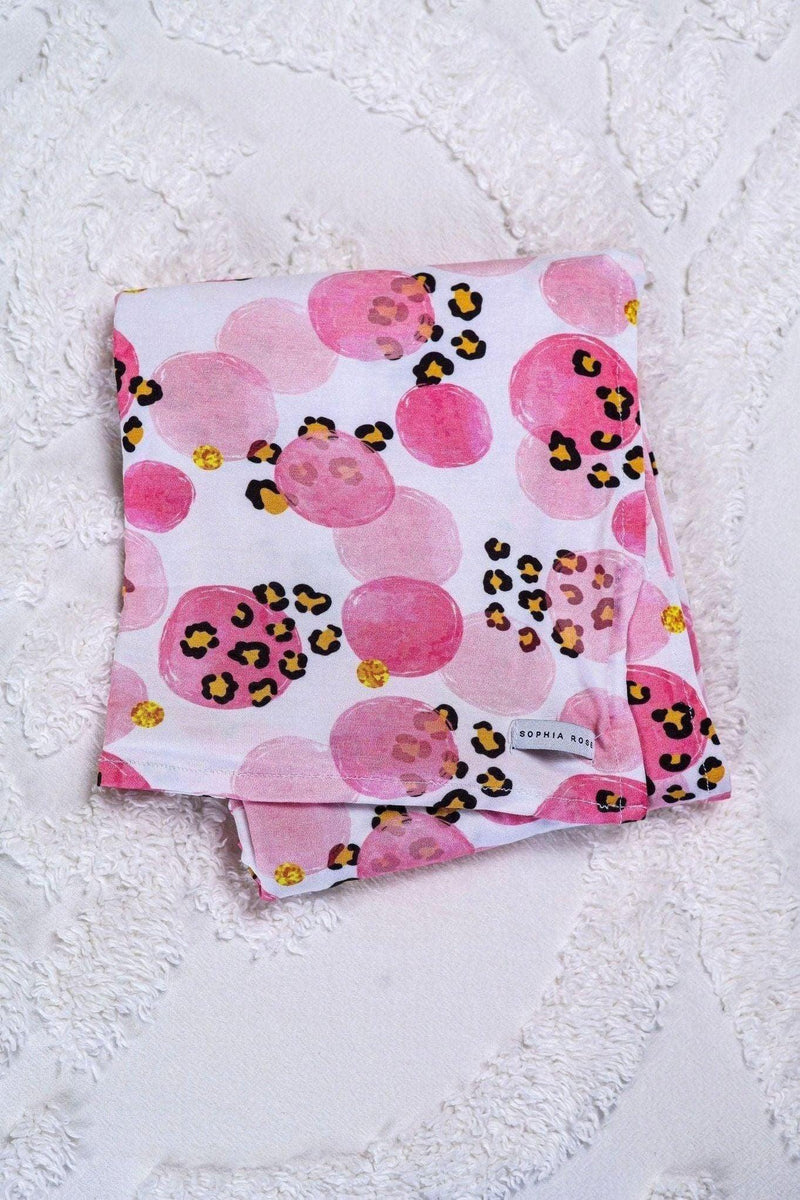 Pink & Black Leopard Newborn Bamboo Swaddle Blanket