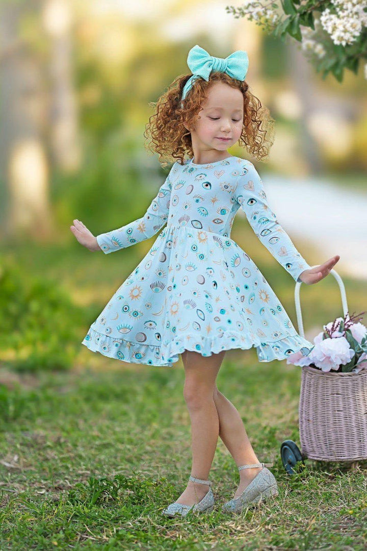 Blue Evil Eye Girls' Bamboo Twirl Dress