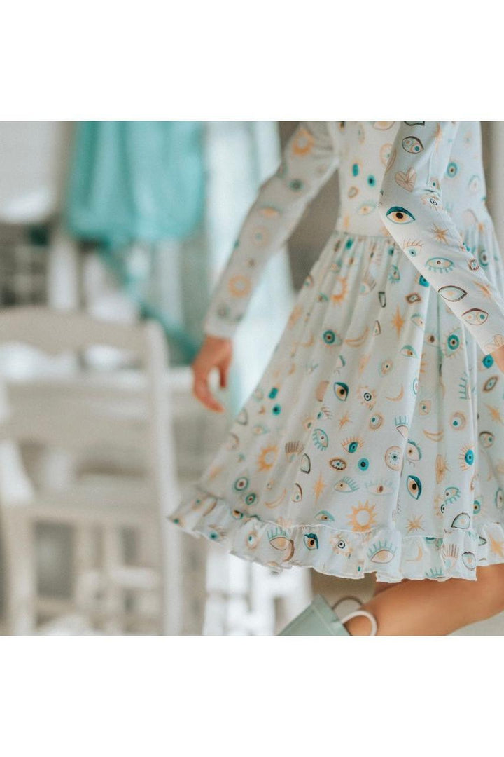 Blue Evil Eye Girls' Bamboo Twirl Dress