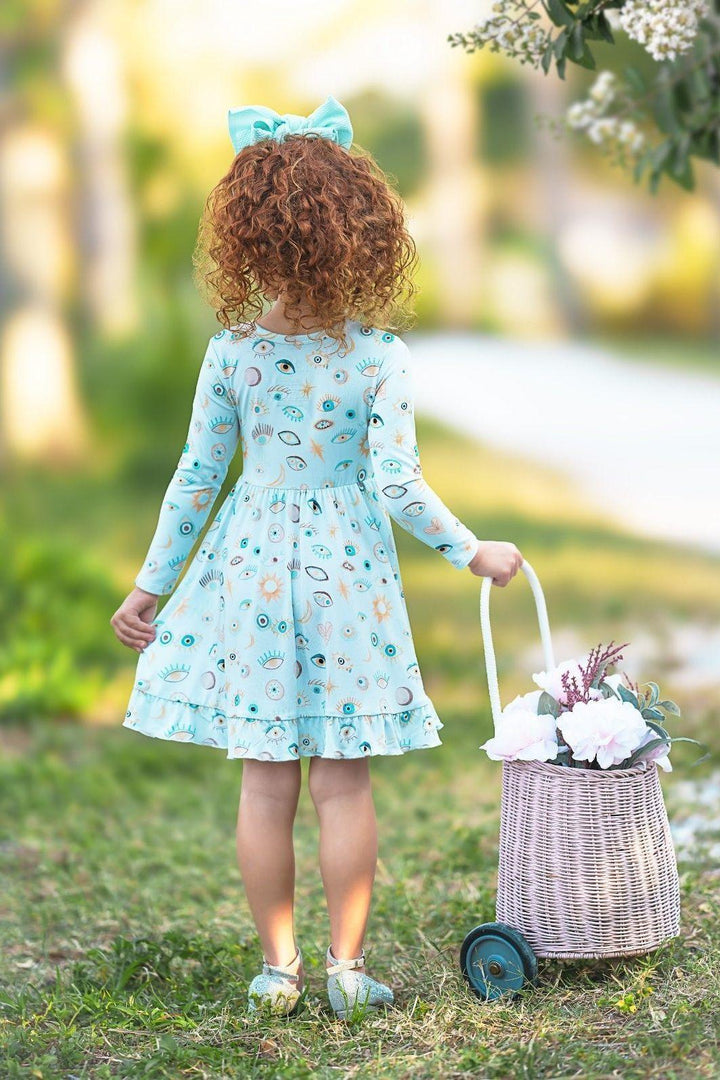 Blue Evil Eye Girls' Bamboo Twirl Dress