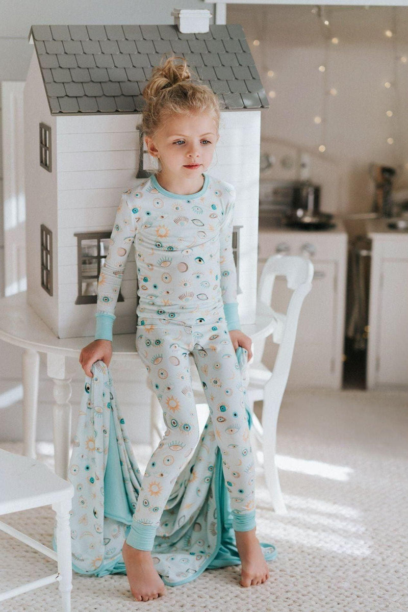 Blue Evil Eye Kids' Bamboo Two-Piece Pajama Set